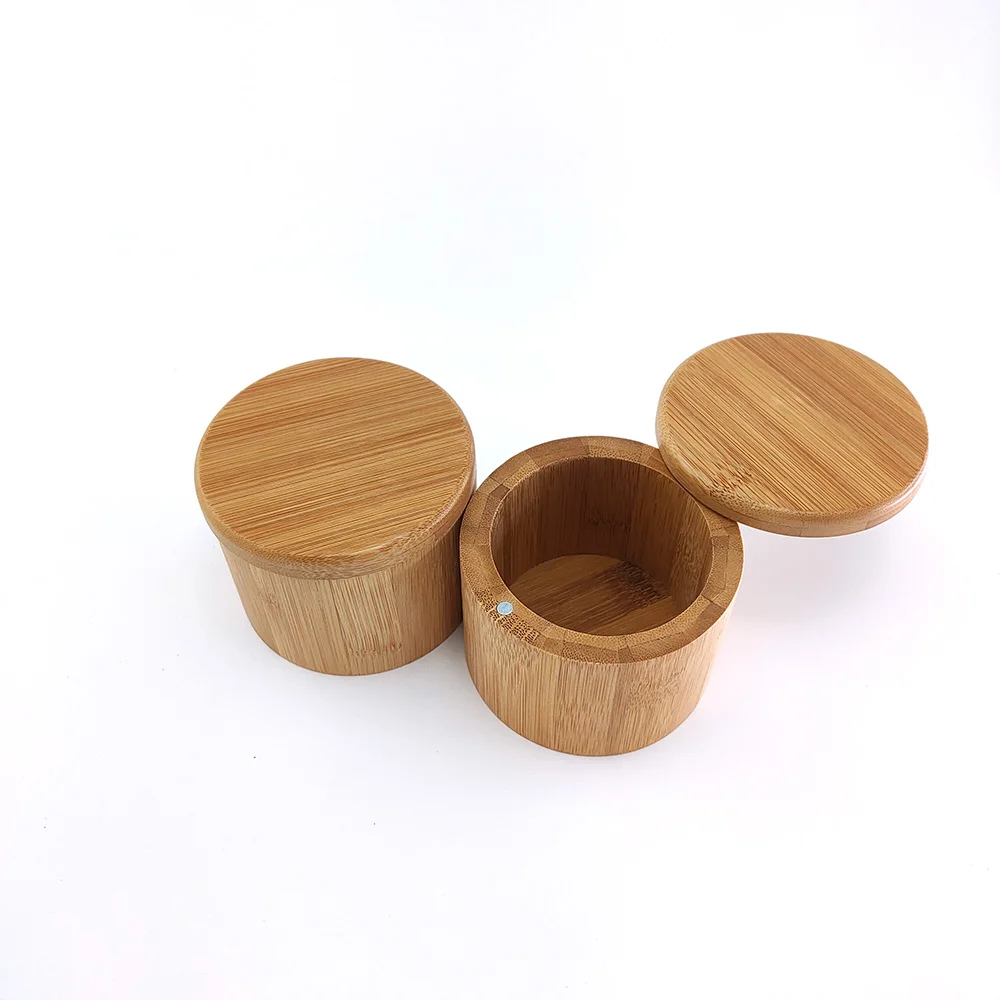 100% Bamboo Salt Box Natural Container With Magnetic Lid + Secure Durable Storage & Organization | Дом и сад