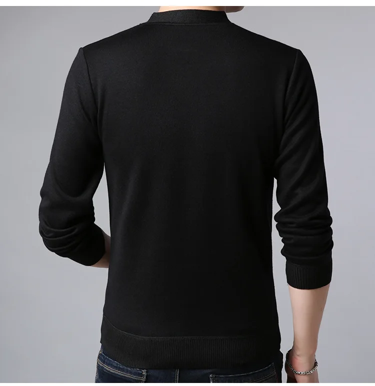 

Loldeal Men's Long-sleeved Sweater Fashion V-neck Solid Color Soft Cotton Casual Slim