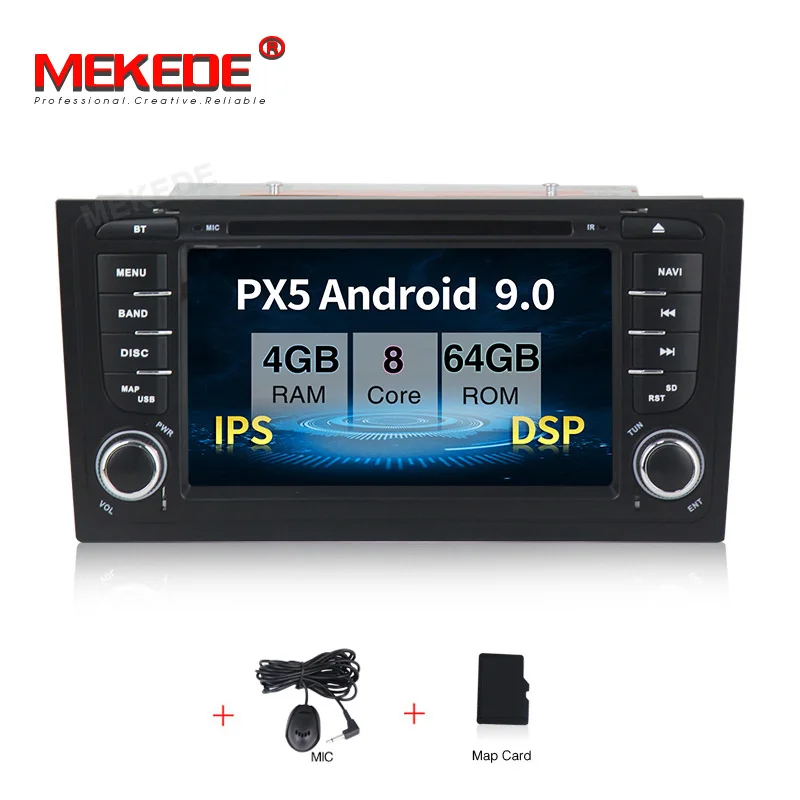 PX5 8 core MEKEDE ips DSP 2 Din Android 9,0 автомобильный Радио gps автомобильный dvd-плеер для Audi A6 S4 RS6 1997-2004 с wifi BT аудио мультимедиа - Цвет: PX5 8 core