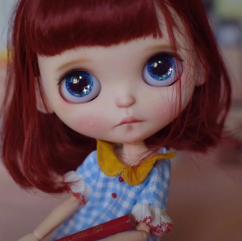 1/6 blyth кукла игрушка bjd совместное тело белая кожа бордовый короткие волосы кусает