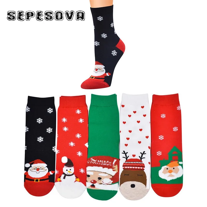 Женские белые носки со снежинками Зимние хлопковые короткие красного цвета для