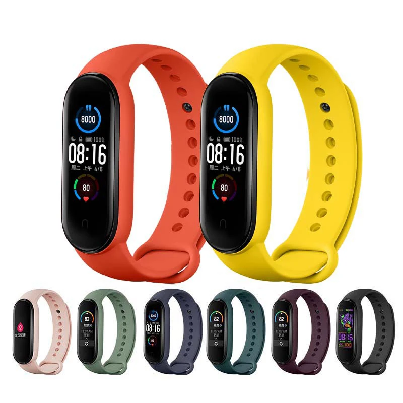Мягкий силиконовый браслет для Xiaomi Mi Band 5 6 спортивный смарт ремешок на запястье