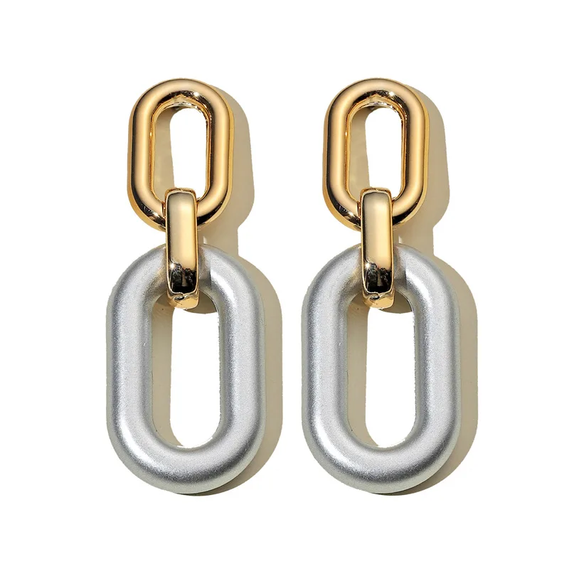 

New Vintage Geometry Oval Rectangle Dangle Drop Earrings Punk Exaggeration Long Rectangle Metal Statement Earrings Jewelry Gift