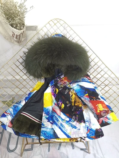 Blue Dark Green Зимняя меховая куртка для девочек; сезон осень-зима; детская верхняя одежда; пальто из натурального кроличьего меха; толстые теплые парки для маленьких мальчиков; TZ330 - Цвет: Blue Dark Green
