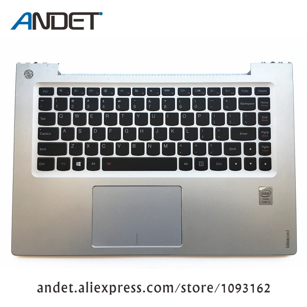 Original para Lenovo Case com Touchpad Novo Ideapad Palmrest Capa Eua Teclado Superior Retroiluminado Prata Branco U430 U430p