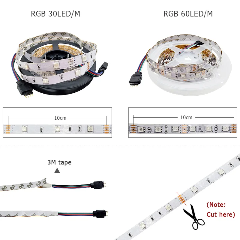 Светодиодные ленты светильник SMD 5050 RGB 5 м 10 60 светодиодов/м 30 светодиодов/M лента