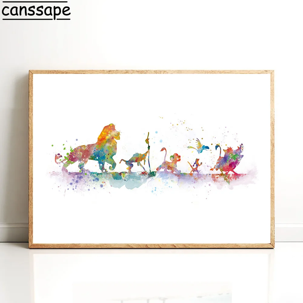 Постер Король Лев холст картина акварельная печать мультфильм Настенная