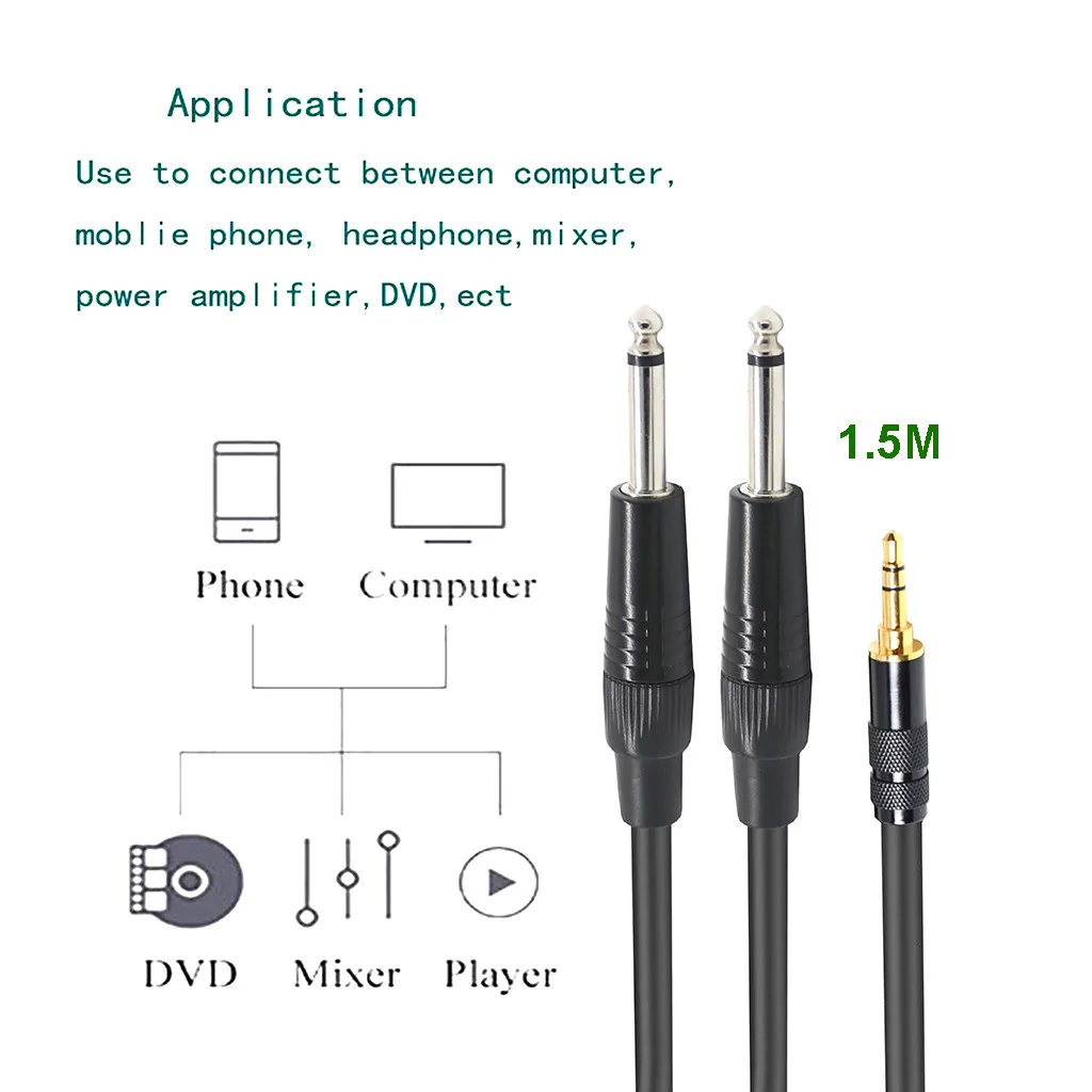 Мужской 3.5mm 1/8 до 6 35 мм 1/4 мужской разъем TRS стерео аудио AUX кабель для iPod 3/5 3 5