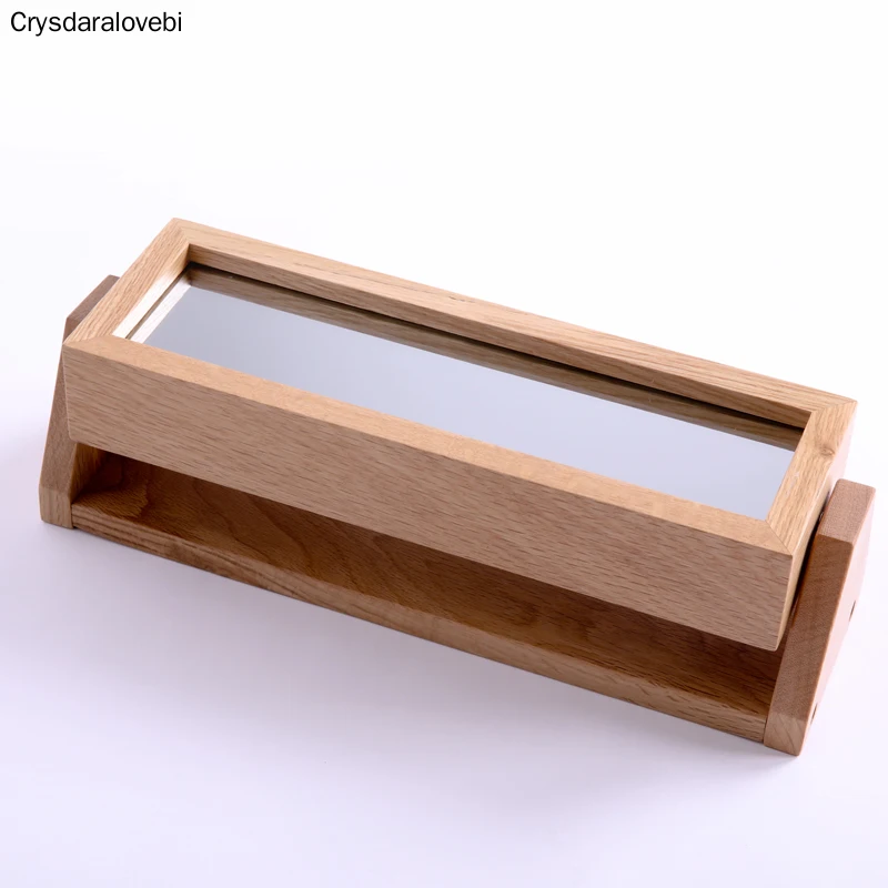 

White oak rotating key box Full solid wood vanity mirror Entrance key box Wall hanging Storage wood wall hook Coat hook hanger