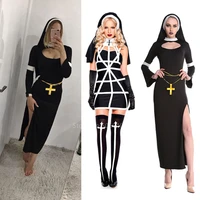 halloween gothic church evil sexy nun carnival party cosplay costume girls women female fancy cross bodycon dress catholic set