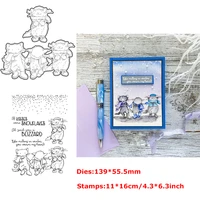 warm mice friends cutting dies with clear stamps blizzard snowflake diy craft paper cards making template 2020 new design
