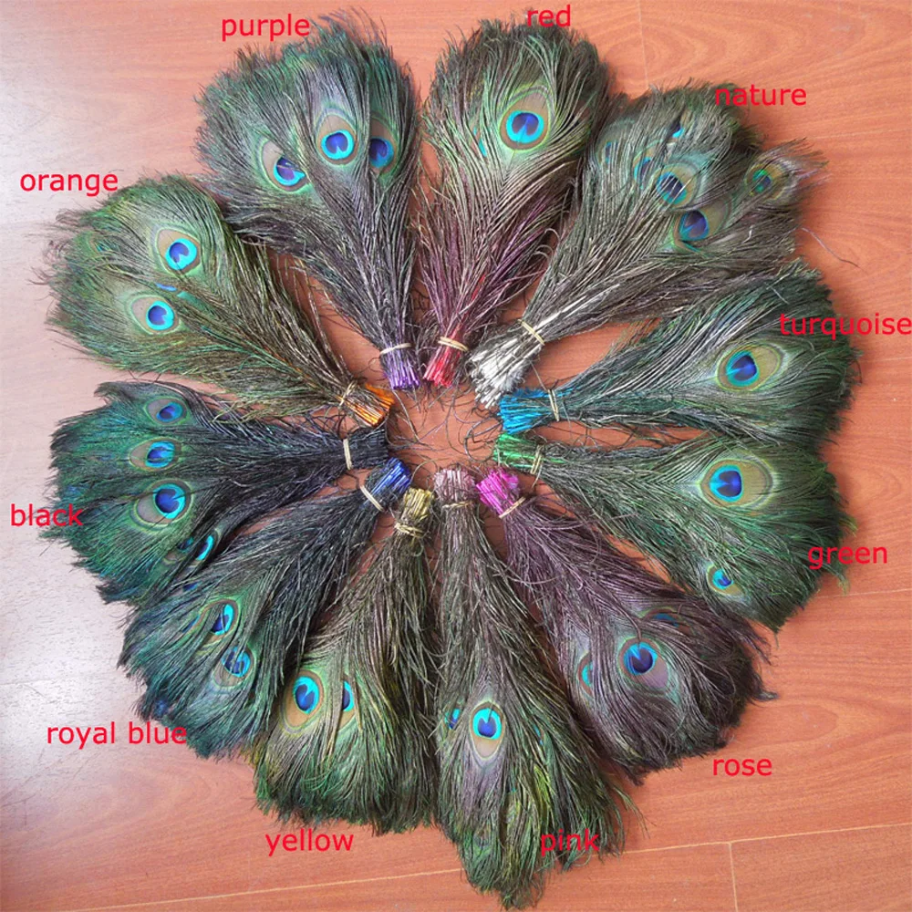 

Plume!20Pcs/Lot! Beautiful Multicolor Peacock Tail Feathers,10-12inches 25-30cm DIY Art Deco Fittingss,11Colours for Choice