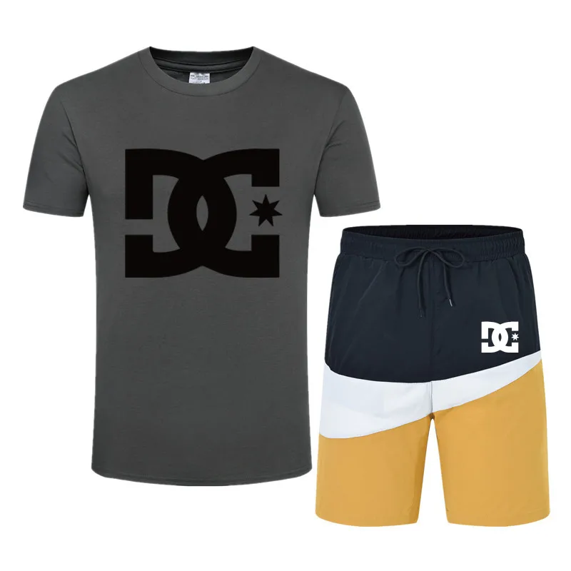 

2021 New Printed Ink Jet Digital Print Summer Thin Men's and Women's Fashion Set 2 Piece T-Shirt + Shorts, Men's Summer Set