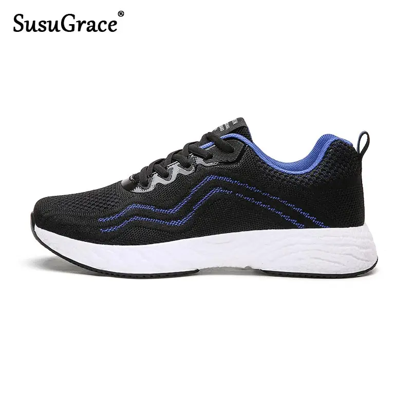 

SusuGrace Spring Summer Men Sport Running Shoes Breathable Lace-up Outdoor Non-slip Jogging Walking Mesh Sneakers For Male 2021