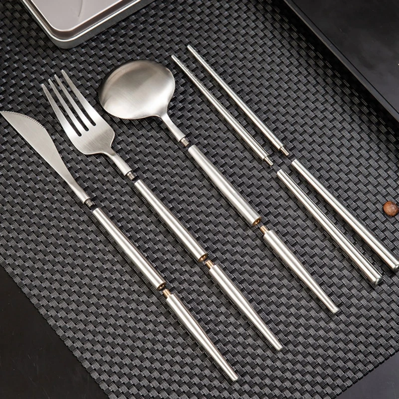 

4 Pcs/Set Portable Reusable Travel Cutlery Set Knife Fork Spoon and Chopsticks