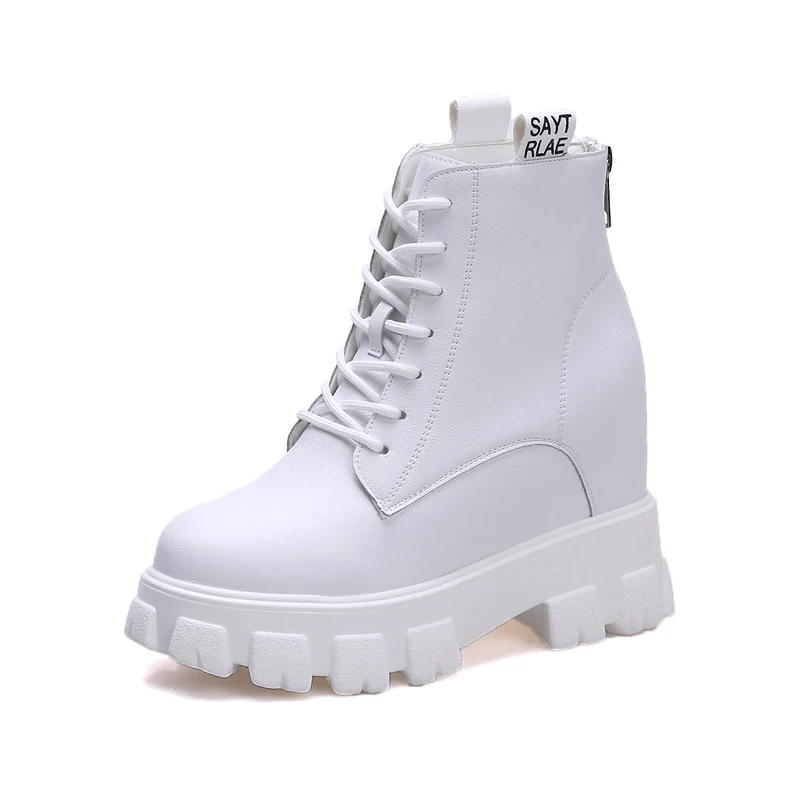 

Женские кожаные ботильоны, Осенняя обувь, ботинки на высоком каблуке, черные и белые, Женская Осенняя обувь