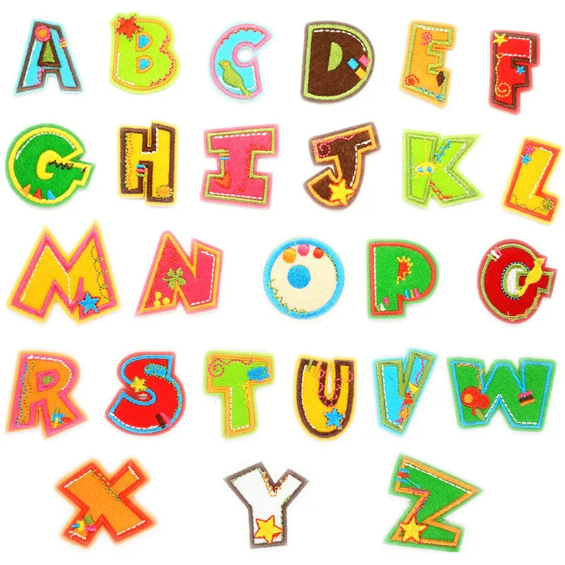 Цветные нашивки с английским алфавитом из мультфильма железной вышивкой для