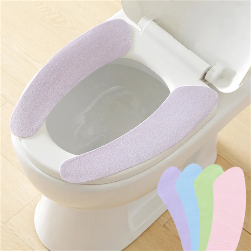 1 Pair Of Adhesive Toilet Seat Cushion Cover Soft And Warm Washable Practical Household Bathroom Accessories | Дом и сад