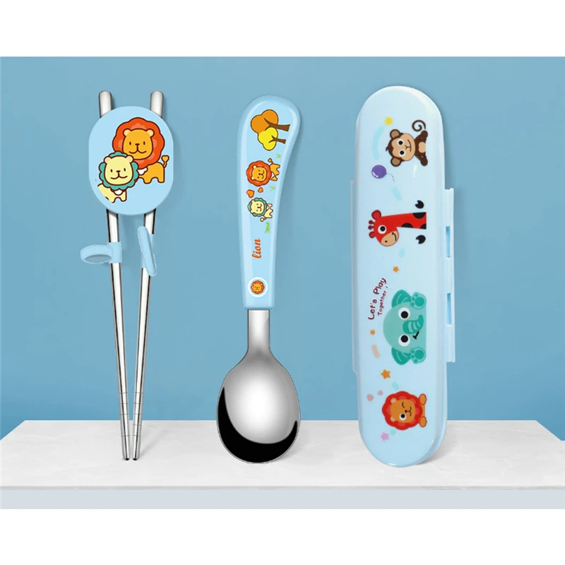 Cute Animals Children's Chopsticks Training Baby Learning Practice Auxiliary Spoon Cutlery Set | Мать и ребенок