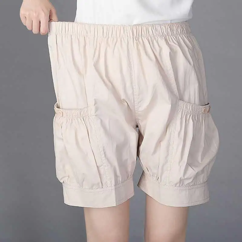 

XXXL Cotton Linen Shorts Women Summer Shorts Trousers Feminino Women High Elastic Wasit Home Loose Casual Shorts With Pockets