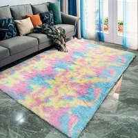 long hair tie dye gradient carpet comfortable plush bedside bedroom blanket european home living room floor mat