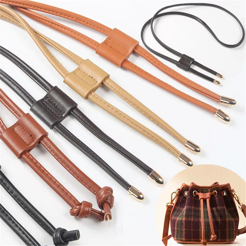 

New 0.8cm Thin 120cm PU Leather Women Bag Strap DIY Replacement Bucket Drawstring Rope Backpack Beam Pocket Purse Accessories