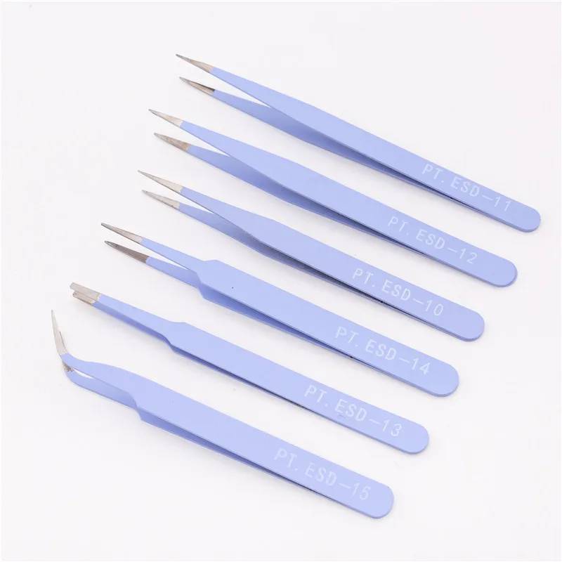 Набор антистатических пинцетов для ресниц 6 шт./компл. прецизионные изогнутые