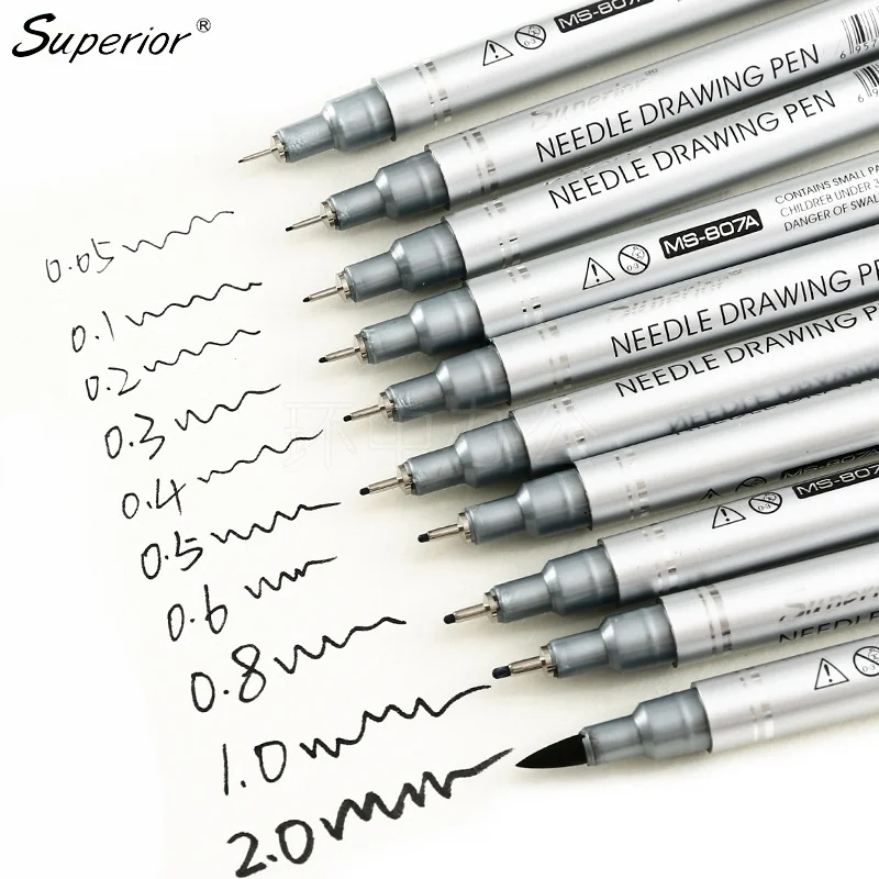 

10pcs Micron Fine Pen Black Ink Drawing Pen Waterproof Liner Pens Set Fineliner Sketch Markers Writing Manga Dessin Art Supplies
