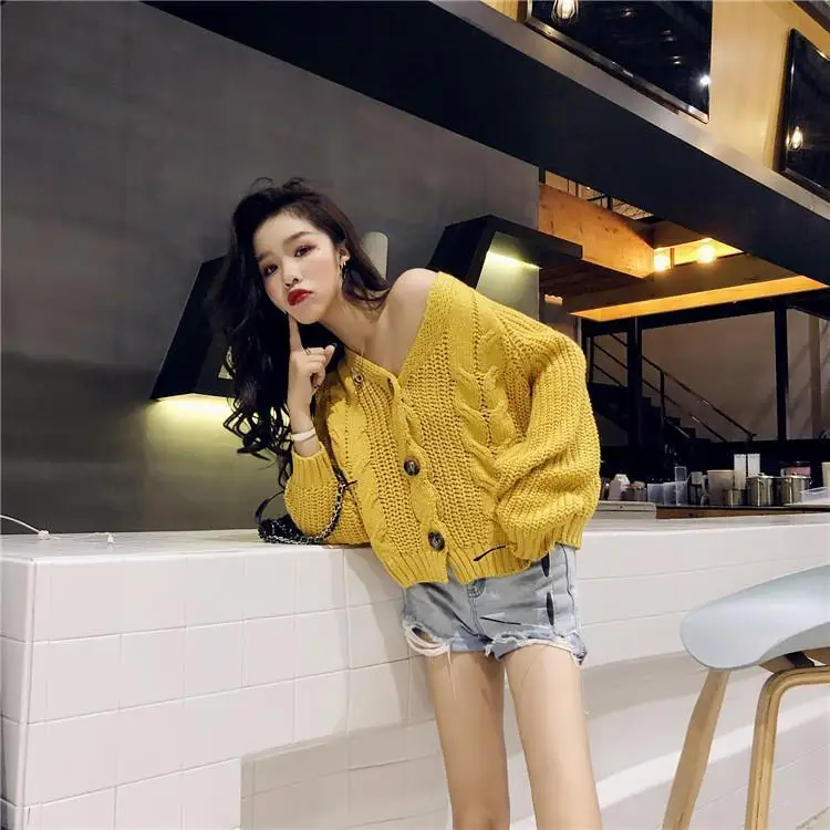 Женский Осенний модный свитер с V-образным вырезом новинка 2020 женский кардиган