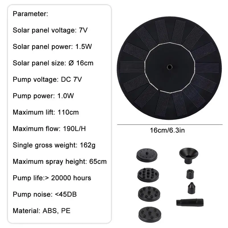 

Garden Water Fountain Solar Panel Power Fountain Water Pump Pool Pond Decor Floating Solar Fountain Garden Decoration Outdoor