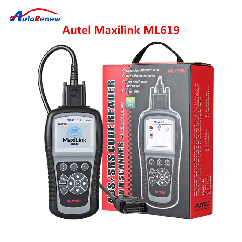 

Autel MaxiLink ML619 OBD 2 Автомобильный диагностический инструмент считыватель кодов ABS SRS подушка безопасности OBD2 сканирующие инструменты Автомобил...