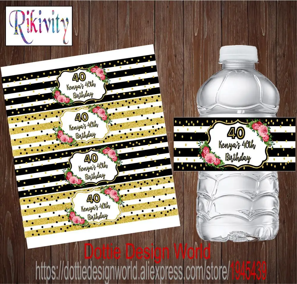 20 шт. на заказ блестящие вечерние наклейки бутылки для воды день рождения