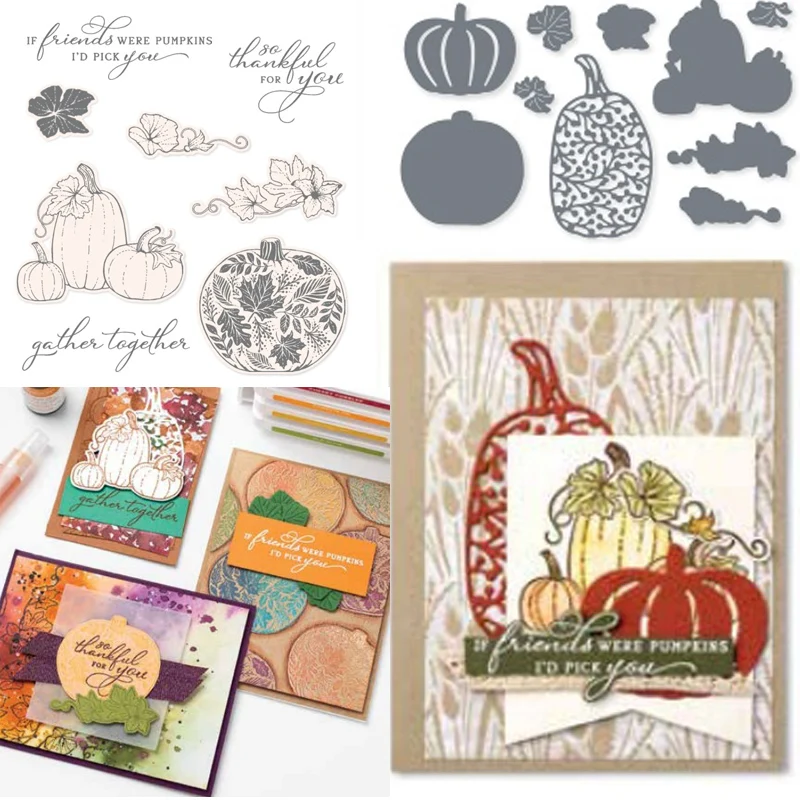 

JC Metal Cutting Dies and Stamps Pumpkin Leaves Scrapbooking Craft Dies Cut Stencil Card Make Album Sheet Decoration Template
