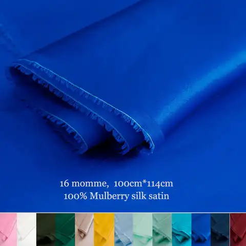100 см * 114 см 100% натуральный шелк ткань шармез 16 момме чистый шелковый атласный материал для халата пижамы