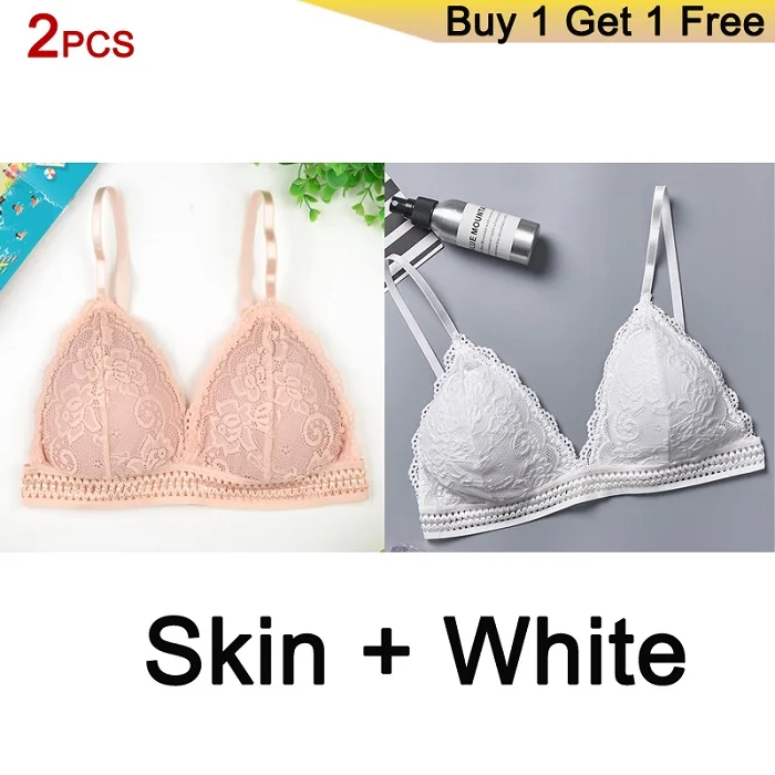 Skin White Deruilady бесшовный бюстгалтер Французский стиль бюстгалтер бесшовный Глубокий V кружевной девушка лифчик Бескаркасный тонкий бюстгальтеры для женщин Мягкий женское белье топ кружево бюстгалтер - Цвет: Skin White