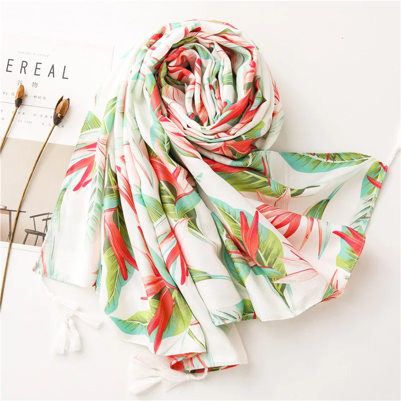 Женский хиджаб в стиле бохо длинный головной платок японском с узором виде