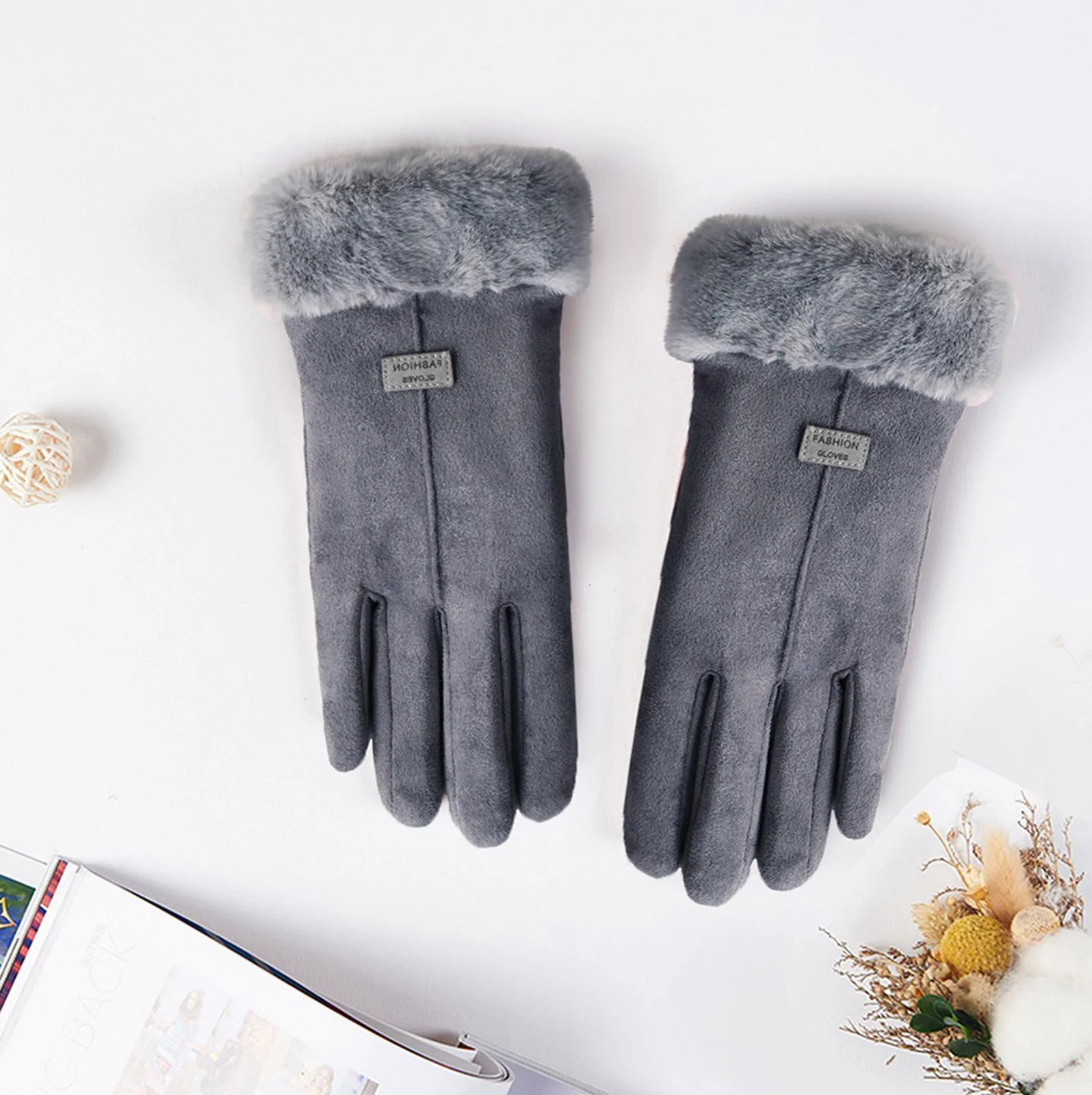 

Girls 1Pair Women Lovely Winter Warm Gloves Women Winter Gloves Ladies Girls Outdoor Heat Full Finger Lined Driving Glove