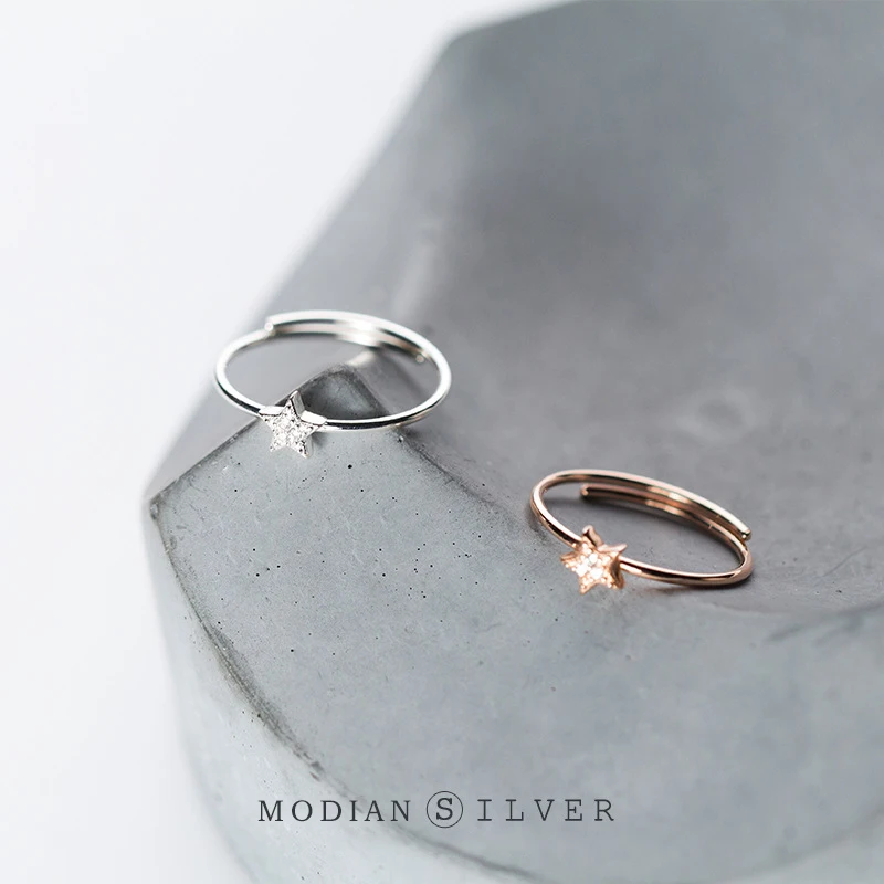 Modian розовое золото цвет мерцание циркония звезды кольцо для женщин Настоящее 925