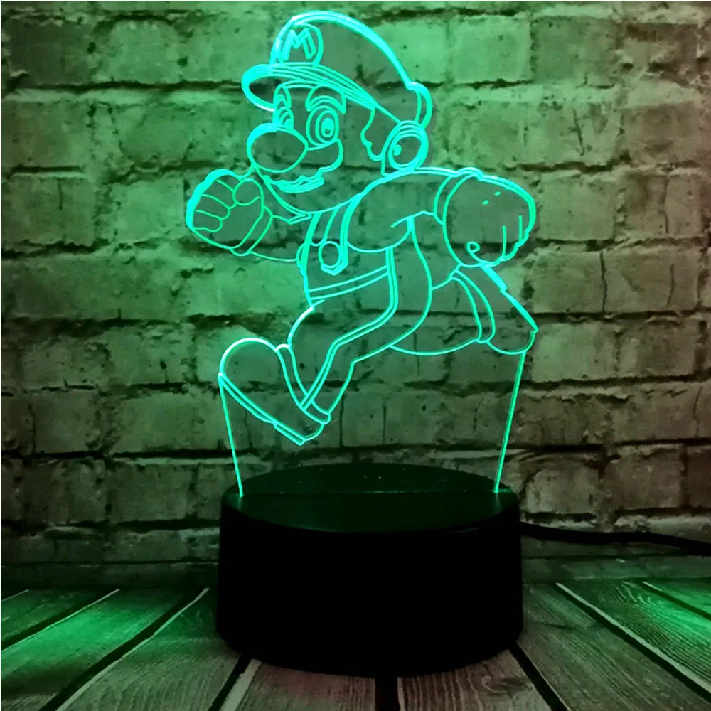Игра Супер Марио 3D LED ночник настольная лампа USB Зарядка батарея поставка
