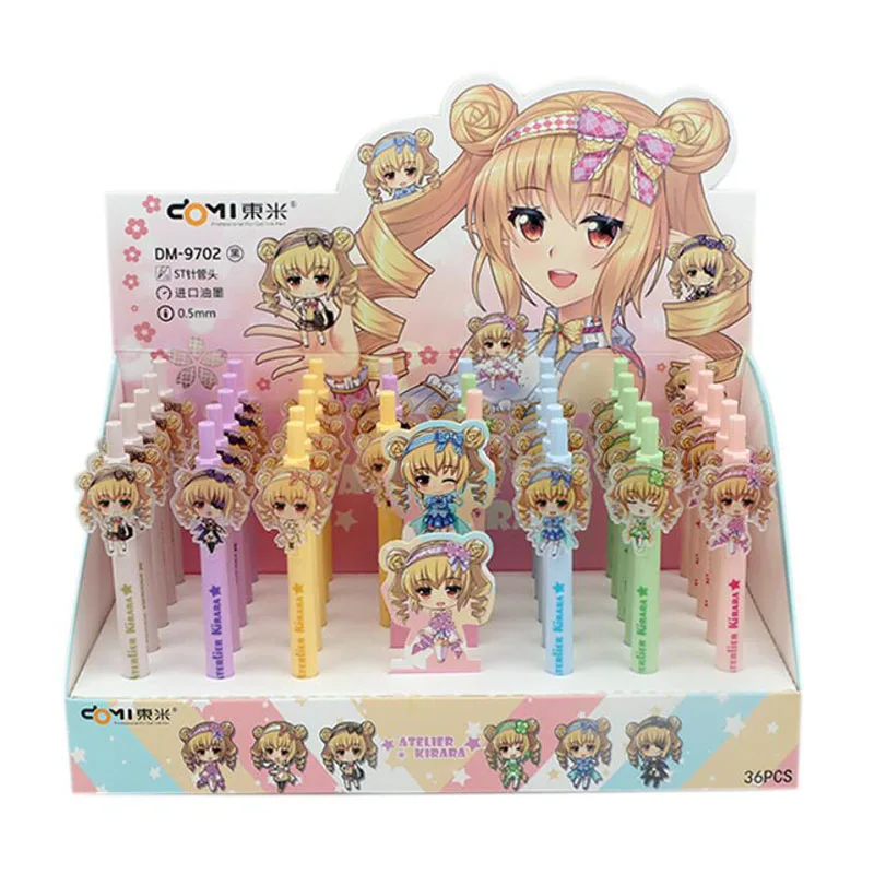 

36 pcs/lot Cute Girl Press Gel Pen Set Kawaii 0.5mm black Ink Neutral Pens Promotional Gift Office School Supplies