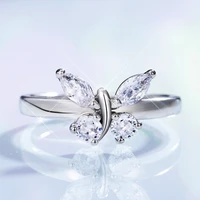 butterfly shiny crystal zircon ring women princess luxury jewelry fashion party birthday gift