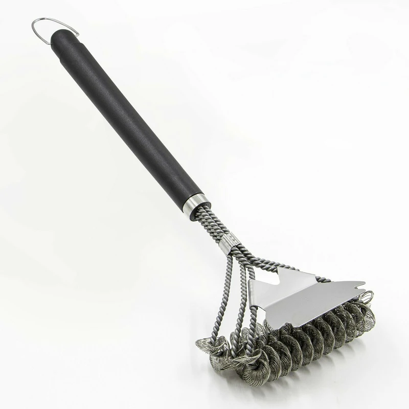 

Прочная полноразмерная щетка 44 см для очистки гриля и барбекю, инструмент для приготовления пищи из нержавеющей стали, щетинка из проволоки...