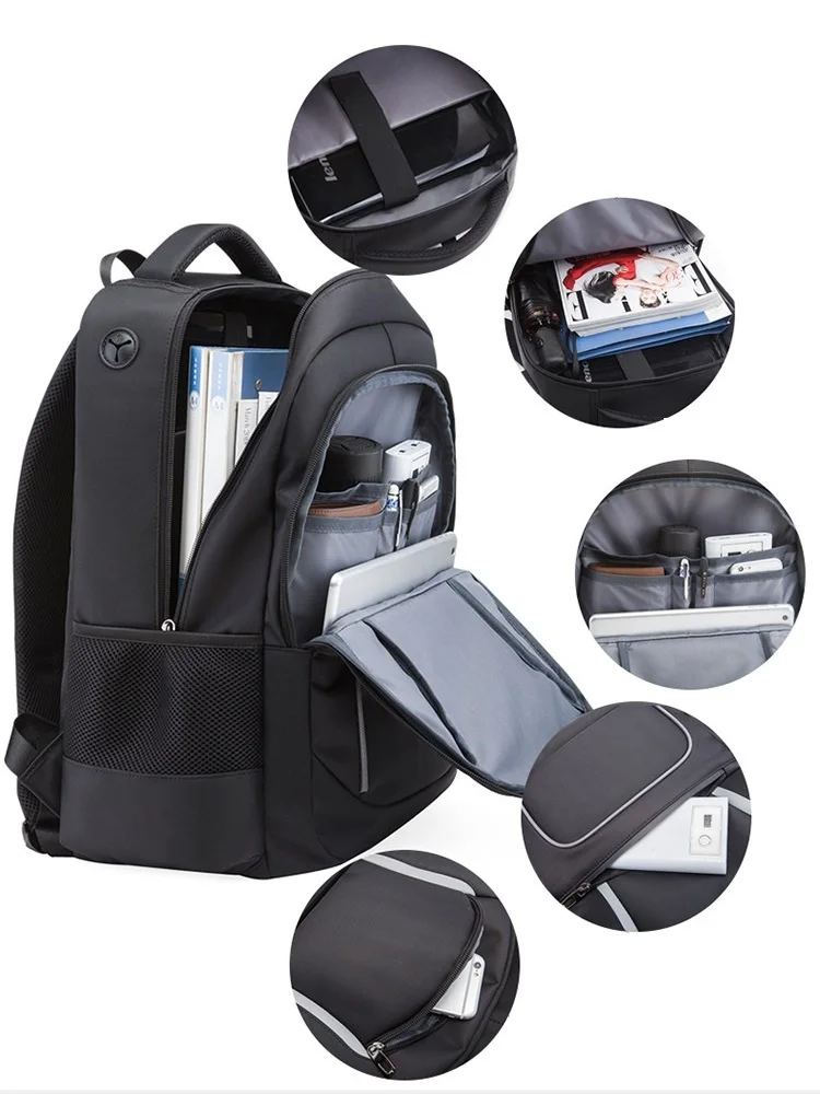 Waterproof Large Backpack 17.3 17 inch Laptop Backpack men Business Travel Multi-function Backpack male Traveling bag Black grey