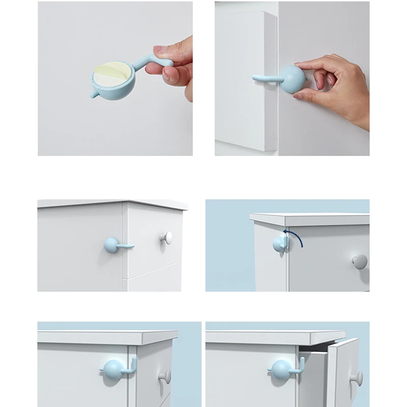 

Kids Safety Lock Baby Anti-opening Anti-pinching Cabinet Lock Baby Sliding Door Protection Solid Color Drawer Locks Safety Lock