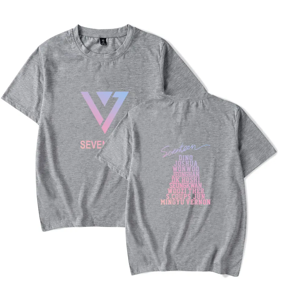 Летняя футболка в стиле K-POP с надписью Seventeen Модная хлопковая коротким рукавом