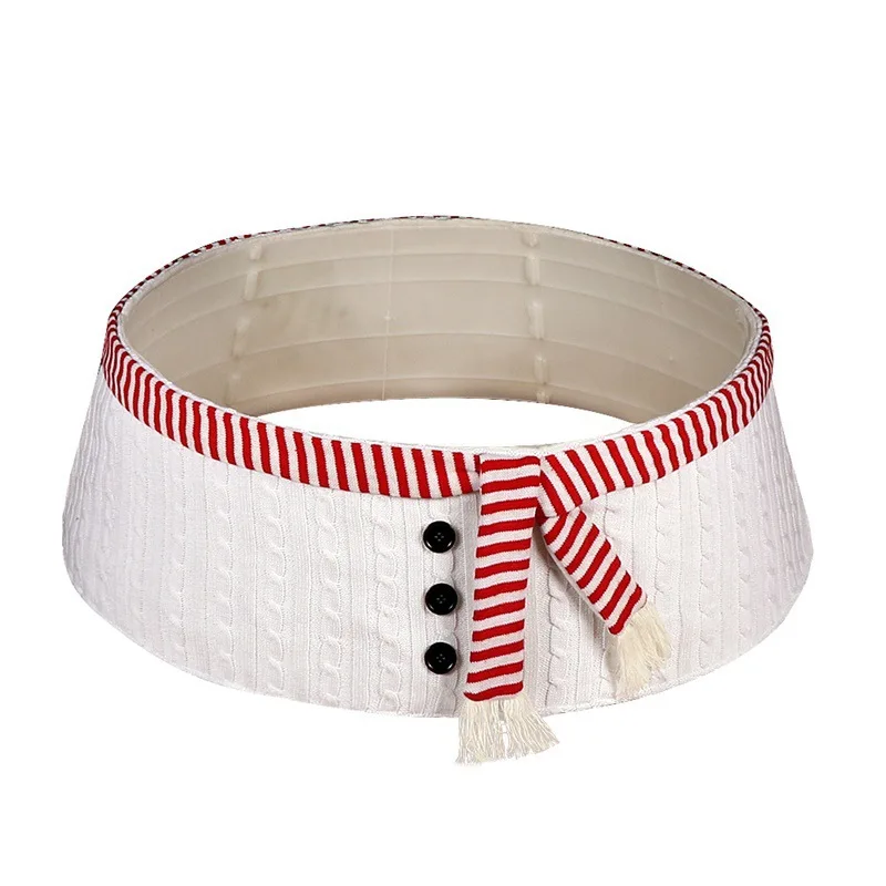 

Christmas Snowman Knitted Tree Skirt 30-Inch Diameter Base Christmas Tree Collar Tree Base Cover Christmas Party Home Decoration