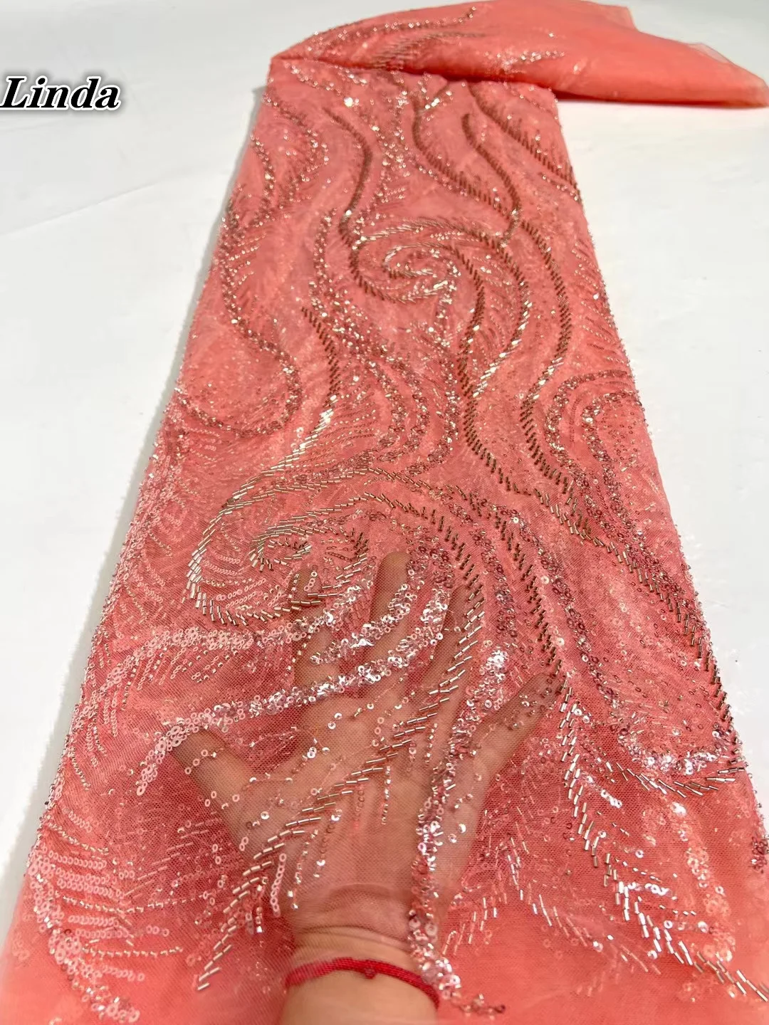 

Handmade Lace African French Lace Fabric 2021 High Quality Beaded Ghana Lace For Nigerian Sequins Lace Fabrics For Party Dress