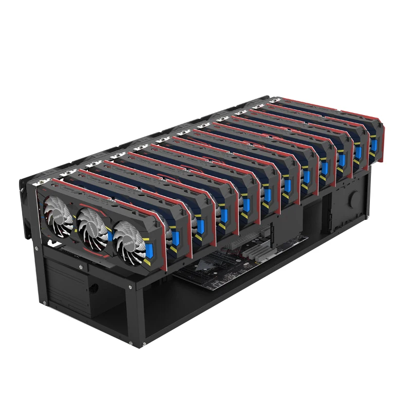 

GPU Mining Rig Steel Opening Air Frame Mining,Mining Frame Rig Case Up to 12 GPU for Crypto Coin Currency Mining New