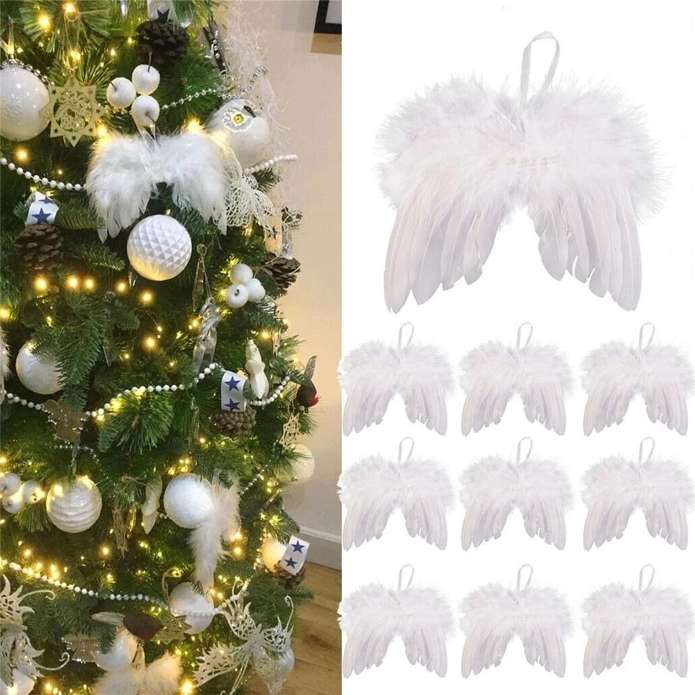

Christmas Feather Wing Lovely Angel Christmas Tree Decoration Hanging Decor Ornament Home/party/wedding White Feather Wing