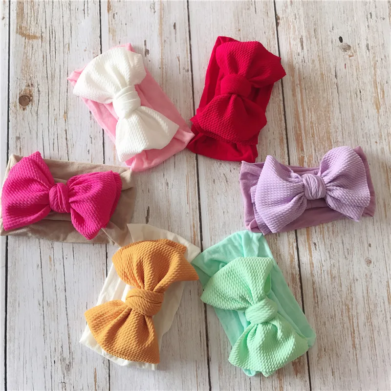 Коллекция Хэдбандов-турбанов с узлом из хлопка для девочек-малышек с бантами и рюшами, 11 цветов.